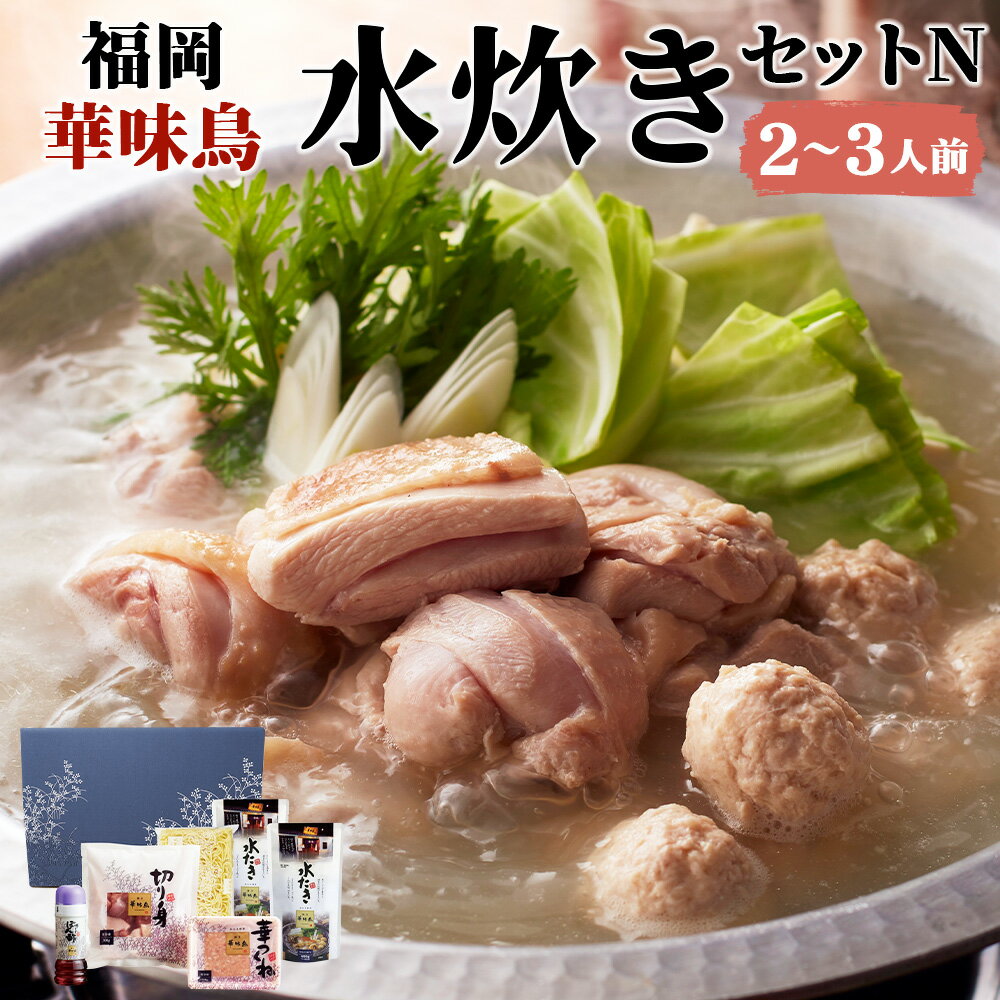 福岡 華味鳥 水炊きセットN 2〜3人前 鍋 水炊き スープ ちゃんぽん麺 ポン酢 つくね 鶏肉 セット 国産 福岡県産 詰め合わせ 冷凍発送 送料無料