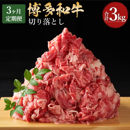 【3回定期便】博多和牛 切り落とし 500g×2パック×3回 総合計3kg 博多和牛 黒毛和牛 和牛 牛肉 肉 切落し 国産 冷凍発送 送料無料