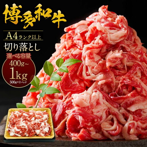 【ふるさと納税】<選べる容量>博多和牛 A4ランク以上 切り落とし 約400g 約1kg(約500g×2パック) お肉 肉 牛肉 和牛 赤身 肩肉 バラ肉 冷凍 パック 九州 福岡県産 福岡県 糸田町 送料無料 【ふるさと納税】<選べる容量>博多和牛 A4ランク以上 切り落とし 約400g 約1kg(約500g×2パック) お肉 肉 牛肉 和牛 赤身 肩肉 バラ肉 冷凍 パック 九州 福岡県産 福岡県 糸田町 送料無料