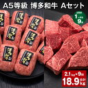 【ふるさと納税】【定期便】【1ヶ月毎9回】A5等級 博多和牛 Aセット 計18.9kg(2.1kg×9回) 博多和牛100%贅沢本格手ごねハンバーグ 【訳あり】博多和牛ヒレサイコロステーキ 牛肉 お肉 和牛 冷凍 国産 九州 福岡県 糸田町 送料無料