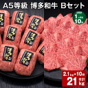 【ふるさと納税】【定期便】【1ヶ月毎10回】A5等級 博多和牛 Bセット 計21kg(2.1kg×10回) 博多和牛100%贅沢本格手ごねハンバーグ 【訳あり】...
