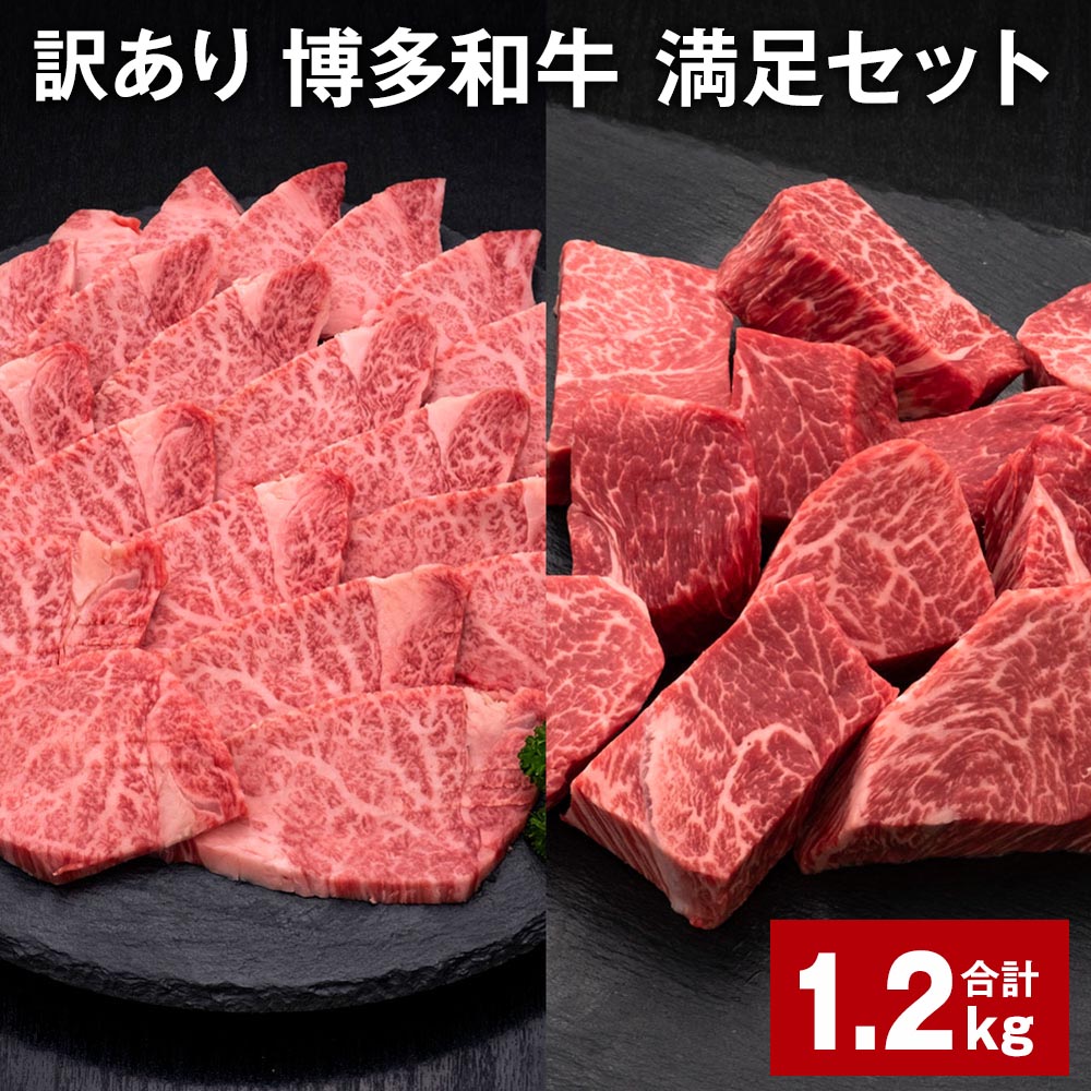 [訳あり]博多和牛 満足セット 計1.2kg 博多和牛ヒレサイコロステーキ(600g×1パック) 博多和牛ヒレ焼肉(600g×1パック) 牛肉 お肉 和牛 ヒレ肉 冷凍 福岡県産 国産 九州 福岡県 糸田町 送料無料