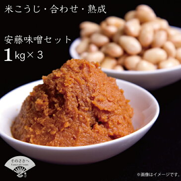 【ふるさと納税】 無添加 あんどうの本格 生みそ 3kg セット（ 米こうじ：無添加・合わせ：無添加・米こうじ：熟成 ） 豊富な タンパク質 送料込