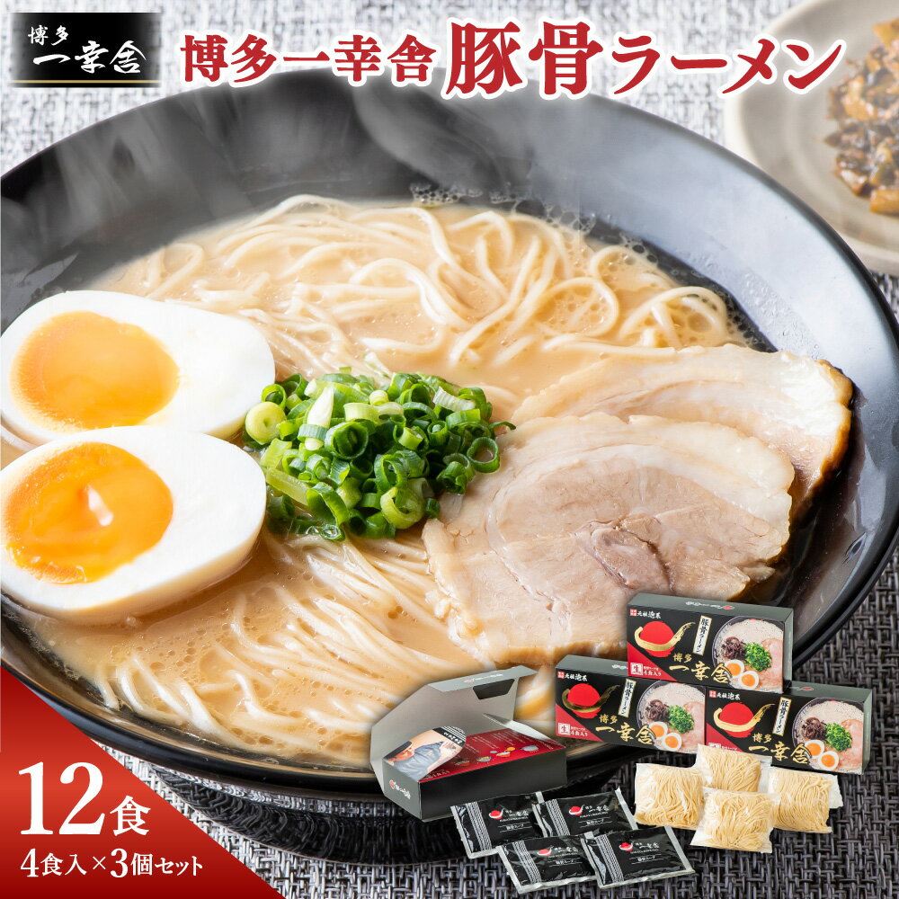 博多一幸舎 豚骨ラーメン 4食入り 3個セット 合計12食 拉麺 らーめん とんこつ 生麺 一幸舎 いっこうしゃ 博多 博多ラーメン はかたラーメン とんこつラーメン 常温 名物 お取り寄せ グルメ 九州 福岡県 大任町 送料無料