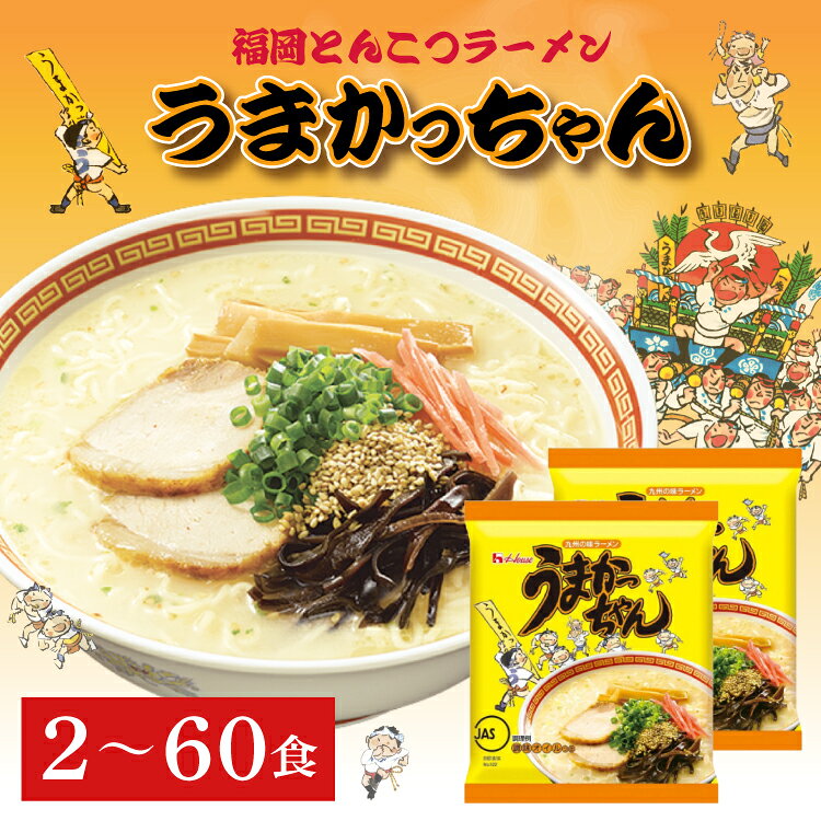 【ふるさと納税】 福岡 とんこつラーメン うまかっちゃん〈選べる容量〉2食(ポスト投函)/10食（5食×2パック）/30食（5食×6パック）/60食（5食×12パック） ラーメン 豚骨 とんこつ 福岡県 赤村 2NB38 f406091-aka-10001028 福岡県赤村 パッケージ画像