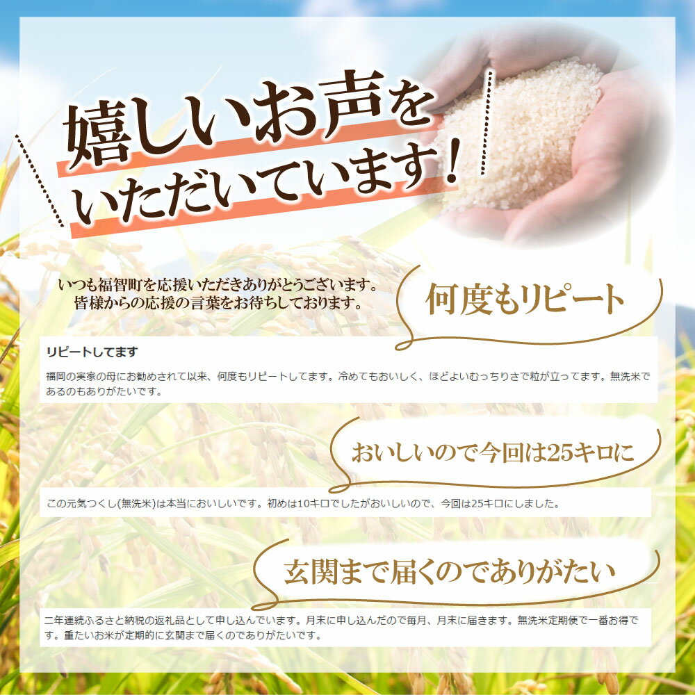 選べる無洗米・研ぐお米・定期便 ♪冷めても変わらない美味しさが特徴の福岡県で親しまれるブランド米　【ふるさと納税】令和7年産 新米 ★ 選べる 無洗米・研ぐお米・定期便 福岡県産 元気つくし 2〜25kg 無洗米 10kg キロ 弁当 美味しい 送料無料 米 コメ 箱入り 福岡 20キロ 元気つくし 元気づくし 手軽 リピート 日時指定 ギフト 福岡県 研ぐお米《福智町チャンス》