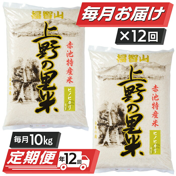 【ふるさと納税】上野の里米 ヒノヒカリ10kg定期便(毎月・年12回) お米 白米 精米 福岡県 福智町 特産米 送料無料 P16-86