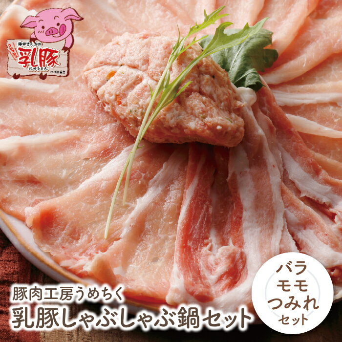 乳豚しゃぶしゃぶ鍋Bセット(バラ・モモ・つみれ) 豚肉工房うめちく 豚 ブランド肉 セット ギフト 国産 送料無料 U04-05-01 [上野焼チャンス]