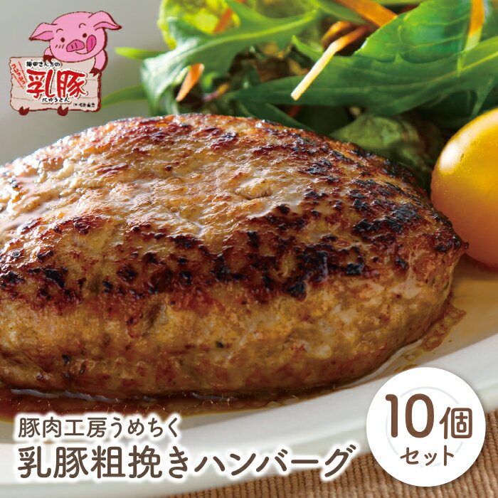 乳豚粗挽きハンバーグ10個 豚肉工房うめちく 豚 ブランド肉 ギフト 国産 送料無料 M04-08