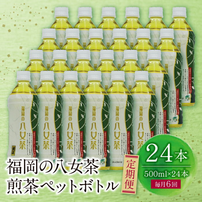[定期便]福岡の八女茶 煎茶ペットボトル(24本)定期便(毎月×6回) お茶 ドリンク 飲料 八女茶 定期便 日常 U26-82 [上野焼チャンス]