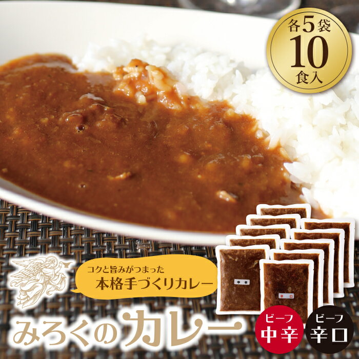 2位! 口コミ数「1件」評価「5」みろくのカレー10食セット（中辛5食・辛口5食） ビーフカレー 本格 惣菜 冷凍 セット 簡単 グルメ 時短 送料無料 P27-03