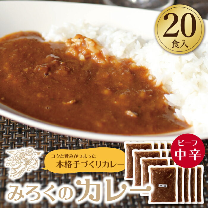 みろくのカレー20食セット(中辛20食) ビーフカレー 本格 惣菜 冷凍 セット 簡単 グルメ 時短 送料無料 U27-05 [上野焼チャンス]