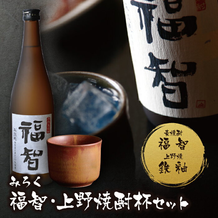 【ふるさと納税】本格麦焼酎「福智」&上野焼 酎杯セット(茶／鉄釉） H27-55