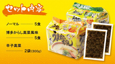 福岡県福智町 【ふるさと納税】うまかっちゃん 博多からし高菜風味食べ比べセット(5食×2)計10食+辛子高菜300g付 博多ラーメン とんこつ インスタント 袋ラーメン ご当地 拉麺 からし高菜 福岡 送料無料 M55-08 画像2