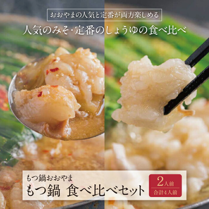 博多もつ鍋おおやま みそ・しょうゆ食べ比べセット 2人前(合計4人前)福岡 冷凍 送料無料 P65-31