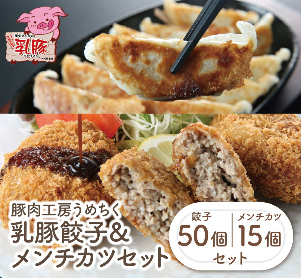 【ふるさと納税】 レビューキャンペーン 乳豚 餃子50個&メンチカツ15個セット 豚肉工房 うめちく 豚 ブランド肉 セット ギフト 国産 送料無料 《福智町チ...