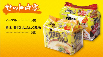 福岡県福智町 【ふるさと納税】うまかっちゃん 熊本香ばしにんにく風味食べ比べセット(5食×2)計10食 博多ラーメン とんこつ インスタント 袋ラーメン ご当地 拉麺 福岡 熊本 送料無料 M55-09 画像2