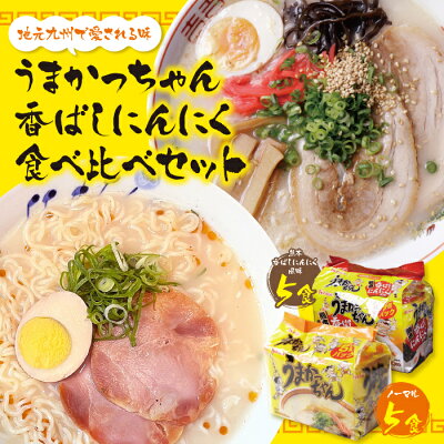 福岡県福智町 【ふるさと納税】うまかっちゃん 熊本香ばしにんにく風味食べ比べセット(5食×2)計10食 博多ラーメン とんこつ インスタント 袋ラーメン ご当地 拉麺 福岡 熊本 送料無料 M55-09