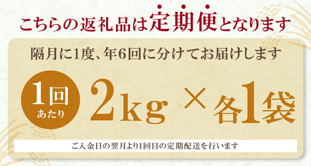 【ふるさと納税】無洗米 福岡ブランド米3品種セット定期便「6kg」(隔月・年6回) P17-84 3