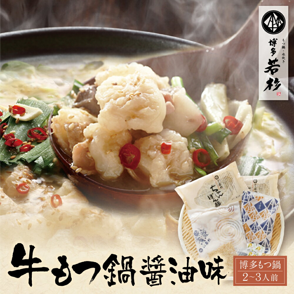 【ふるさと納税】 博多若杉 牛もつ鍋(2〜3人前) 醤油味 ランキング 本場 国産牛 モツ鍋 小分け 冷凍 送料無料 福岡県 U61-10のサムネイル