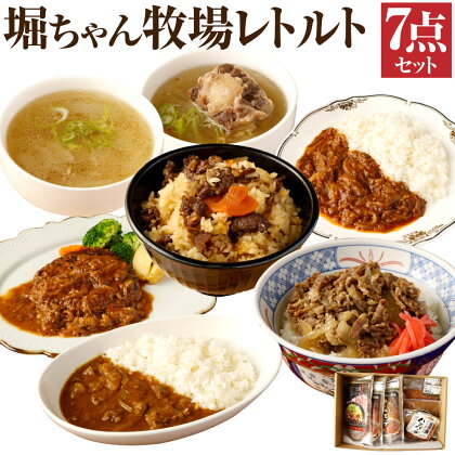 堀ちゃん牧場 7点 セット 7種 合計約2kg テール スープ カレー デミグラス ハンバーグ 煮物 牛丼 博多和牛 和牛 炊き込みご飯の素 炊き込みご飯 素 スープ レトルト 加工食品 温めるだけ 簡単 時短料理 お惣菜 冷凍発送 送料無料