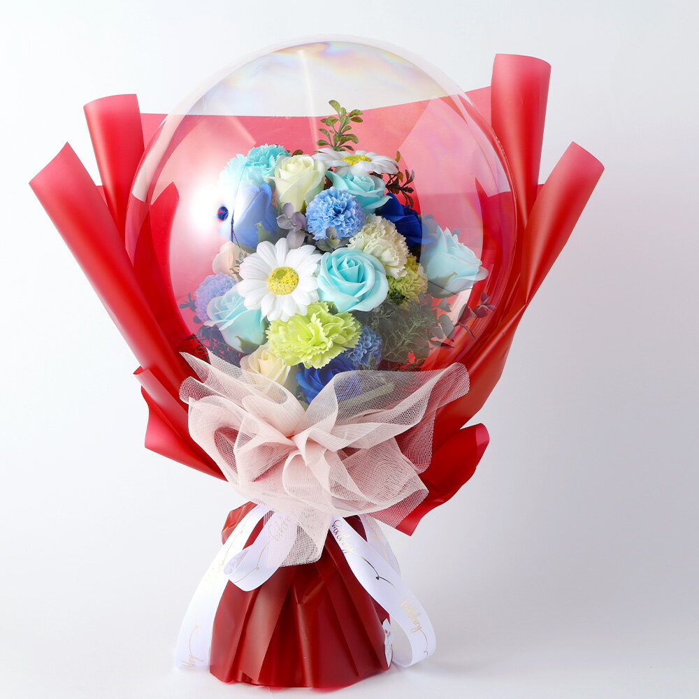 【ふるさと納税】Flower balloon(フラワーバルーン) ソープフラワー10本 1点 30cm×45cm×60cm 造花 バ...