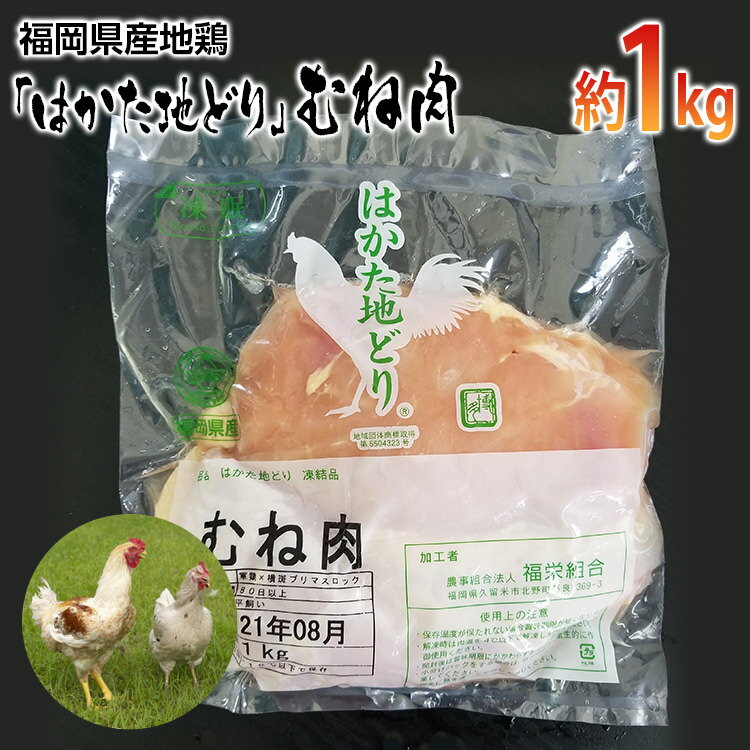 【ふるさと納税】福岡県産地鶏「はかた地どり」むね肉 約1kg