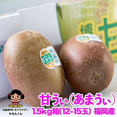 福岡限定!ブランドキウイ「甘うぃ(あまうぃ)」約1.5kg箱(12-15玉)(吉富町)[配送不可地域:離島]