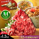 【ふるさと納税】【全12回定期便】【訳あり】【A4~A5】博多和牛 切り落とし 1.2kg (600g×2P) 吉富町/株式会社MEAT PLUS[BGAB09...
