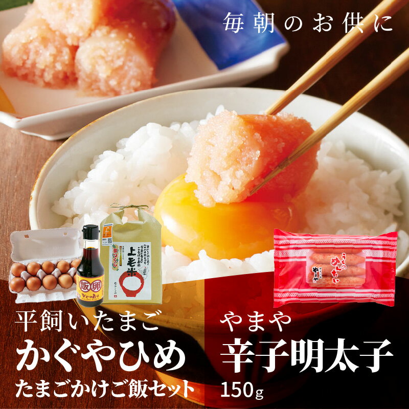 【ふるさと納税】 新鮮 卵かけご飯セット やまや 辛子明太子 150g セット 卵 かぐやひめ 20個 明太子 お米 2kg 卵かけ醤油 平飼い卵 卵かけご飯 ご飯のお供 朝ごはん お取り寄せ お取り寄せグルメ 送料無料 福岡県 上毛町特別企画