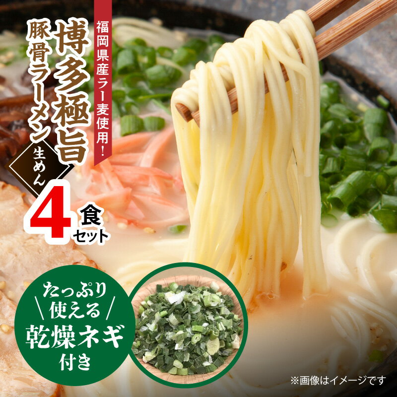 29位! 口コミ数「0件」評価「0」たっぷりネギ付き ラーメン 博多ラーメン 豚骨ラーメン 博多極旨豚骨ラーメン 福岡県産 ラー麦 使用 ねぎ 生めん スープ 4食 セット 優･･･ 