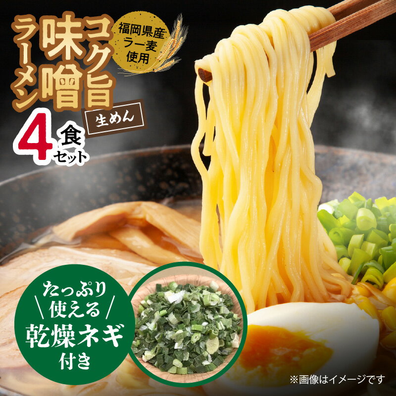 21位! 口コミ数「0件」評価「0」たっぷりネギ付き 味噌ラーメン 4食 福岡県産 ラー麦 使用 ねぎ コク旨 味噌 ラーメン 麺 スープ セット 深いコク 旨み お昼ごはん ･･･ 