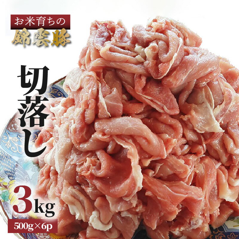 豚肉 ブランド豚 お米育ちの 錦雲豚 切落し 3kg ( 500g × 6p ) 小分け やわらかな肉質 さっぱりとした脂身 お弁当のおかず 野菜炒め 生姜焼き 白菜鍋 キムチ鍋 におすすめ お取り寄せ お取り寄せグルメ 食品 送料無料