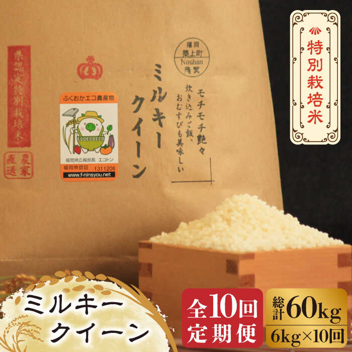 60位! 口コミ数「1件」評価「5」【全10回定期便】【先行予約・令和6年産】特別栽培米 ミルキークイーン 6kg 《築上町》【Nouhan農繁】 米 白米 お米137000円･･･ 