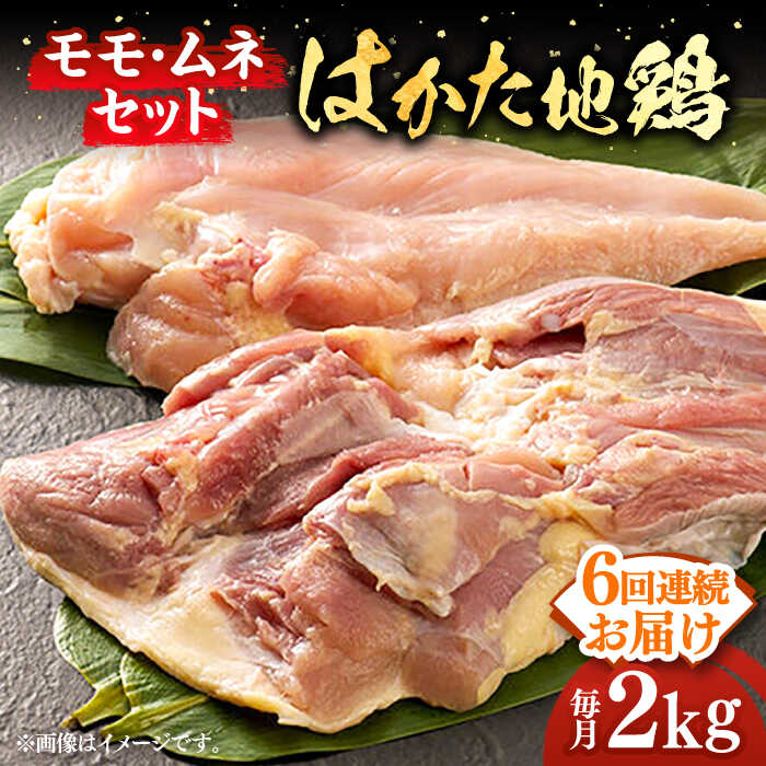 【全6回定期便】はかた地鶏モモムネセット 2kg（1kg×2p）《築上町》【MEAT PLUS】鶏 鶏肉 もも 胸 [ABBP134] 94000 94000円
