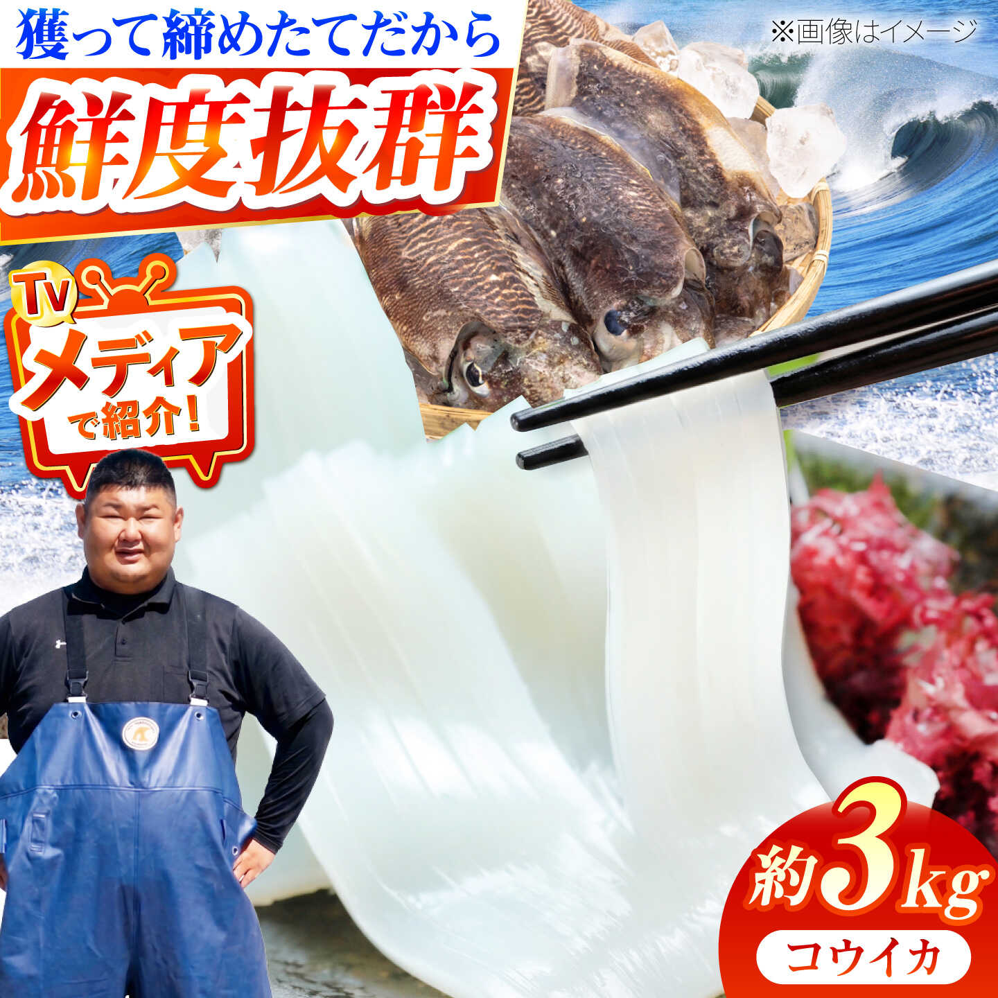 福岡県東部に広がる豊前海。そこで捕れた「コウイカ」です。 豊前海には、多くの川が流れ込み、山の栄養が豊富です。ここで育つ築上町の特産品「豊前海一粒かき」や「椎田あさり」は、リピーター様が多く人気の返礼品です。 その豊かな海から、新鮮な「コウイカ」を、元地域おこし協力隊の明青丸船長がお届けします！ ☆調理ワンポイント 返礼品のコウイカは、加工等せず、しめた状態で届きます。そのまま、一度冷凍し、包丁がとおるシャーベット状まで解凍すると、墨袋が破れることなく捌けます。 豊前海産　生コウイカ　約3kg（7〜15杯） 【配送に際しての注意点】 配送時にイカ墨が出て黒くなっていることがございますが、 よく水で洗い流していただければ問題なく調理いただけます。味に変わりはございません。 【消費期限】発送日から3日間 冷凍可能 【原料原産地】 福岡県 イカ コウイカ 3kg 新鮮 海 魚介類 魚 刺し身 寿司 食べ物 おいしい 海産物 いか おつまみ 海鮮丼 刺身 国産 イカ 海鮮 干物 おかず 送料無料福岡県東部に広がる豊前海。そこで捕れた「コウイカ」です。 豊前海には、多くの川が流れ込み、山の栄養が豊富です。ここで育つ築上町の特産品「豊前海一粒かき」や「椎田あさり」は、リピーター様が多く人気の返礼品です。 その豊かな海から、新鮮な「コウイカ」を、元地域おこし協力隊の明青丸船長がお届けします！ ☆調理ワンポイント 返礼品のコウイカは、加工等せず、しめた状態で届きます。そのまま、一度冷凍し、包丁がとおるシャーベット状まで解凍すると、墨袋が破れることなく捌けます。 ■ 明青丸その他の返礼品はこちら 豊前海産 バイ貝 1kg 豊前海産 タイワンガザミ 1kg オス メス セット 築上町で捕れた「 コウイカ 」約1kg 商品説明 名称築上町で捕れた コウイカ 約3kg (7〜15杯) 内容量豊前海産　生コウイカ　約3kg（7〜15杯） 【配送に際しての注意点】 配送時にイカ墨が出て黒くなっていることがございますが、 よく水で洗い流していただければ問題なく調理いただけます。味に変わりはございません。 原料原産地福岡県 消費期限発送日から3日間 冷凍可能 アレルギー表示含んでいる品目：いか 配送方法冷蔵 配送期日旬の時期3月下旬〜5月下旬まで ※漁獲の状況により変動があります。 ※北海道、沖縄、離島への配送不可。 【お願い】 漁の状況により日時指定が困難ですが、お受け取りが難しい曜日や時間帯を「備考欄」にご記入ください。 提供事業者明青丸 イカ コウイカ 3kg 新鮮 海 魚介類 魚 刺し身 寿司 食べ物 おいしい 海産物 いか おつまみ 海鮮丼 刺身 国産 イカ 海鮮 干物 おかず 送料無料