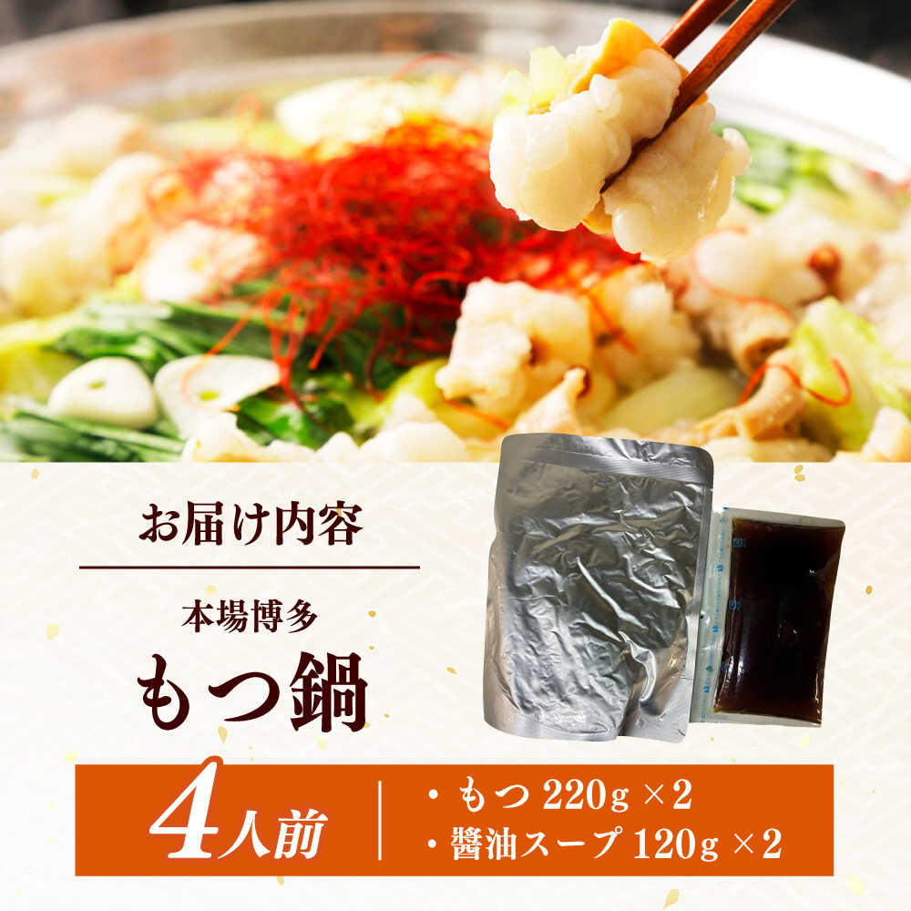 【ふるさと納税】博多もつ鍋4人前（2人前×2）　訳あり！【メール便対応】≪築上町≫【株式会社木村食品】[ABEB050]