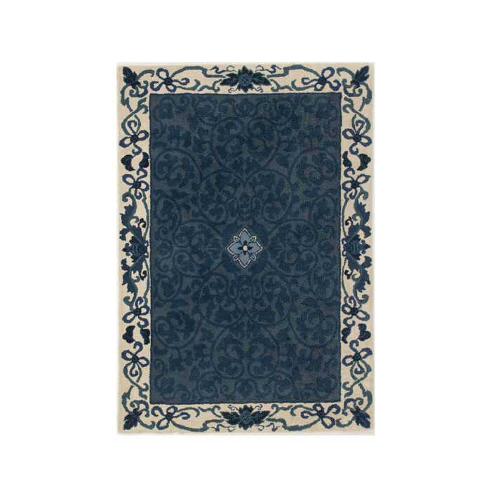 【ふるさと納税】【手刺繍】花唐草唐花文（浅縹地） 約140×200cm / 絨毯 敷物 インテリア / 佐賀県 / 株式会社鍋島緞通吉島家 [41AAAM013] f410004-saga-10000906 佐賀県 サンプル画像3
