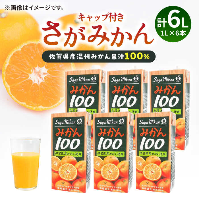 [佐賀県産温州みかん果汁100%]保存に便利なキャップ付き!さがみかん 1L×6本 佐賀県/さが風土館季楽[41AABE001]