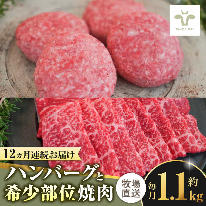 【牧場直送】【全12回定期便】佐賀牛100％ハンバーグ4個と希少部位焼肉600g 佐賀県/有限会社佐賀セントラル牧場[41ASAA205]