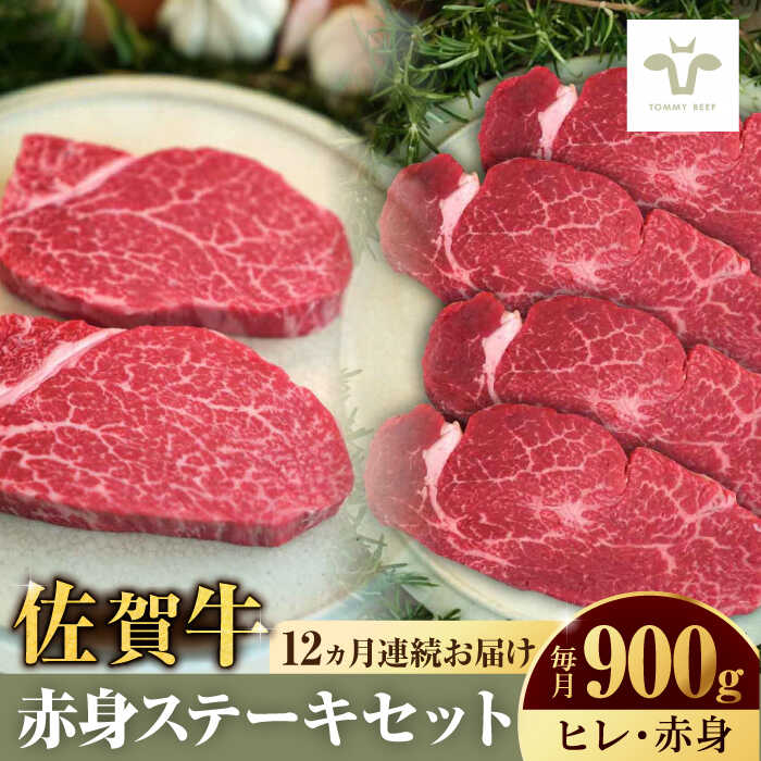 [全12回定期便]佐賀牛ヒレステーキ300gとステーキ600g 計10.8kg / 国産牛 牛肉 ステーキ 焼肉 ギフト / 佐賀県 / 有限会社佐賀セントラル牧場[41ASAA056]