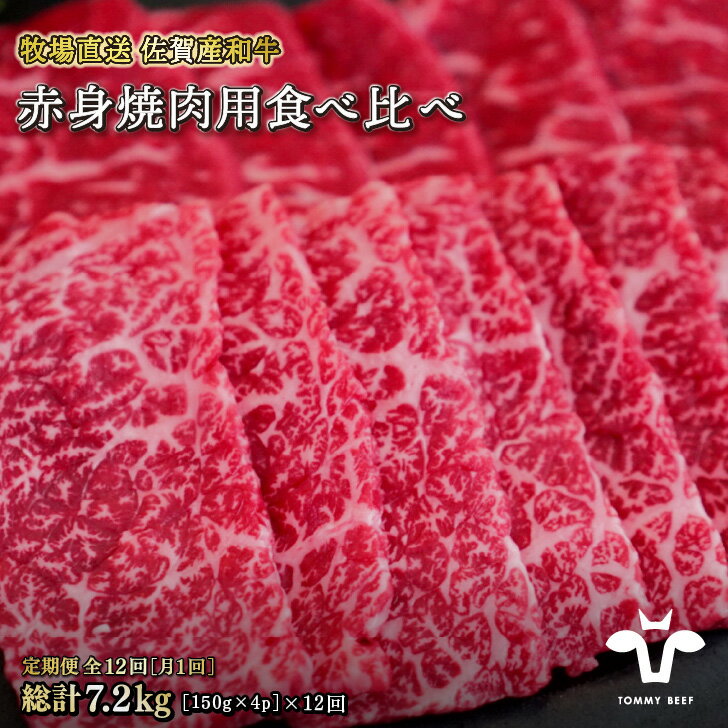 【ふるさと納税】【定期便12回】【牧場直送】佐賀産黒毛和牛 赤身焼肉用 600g：C261-002