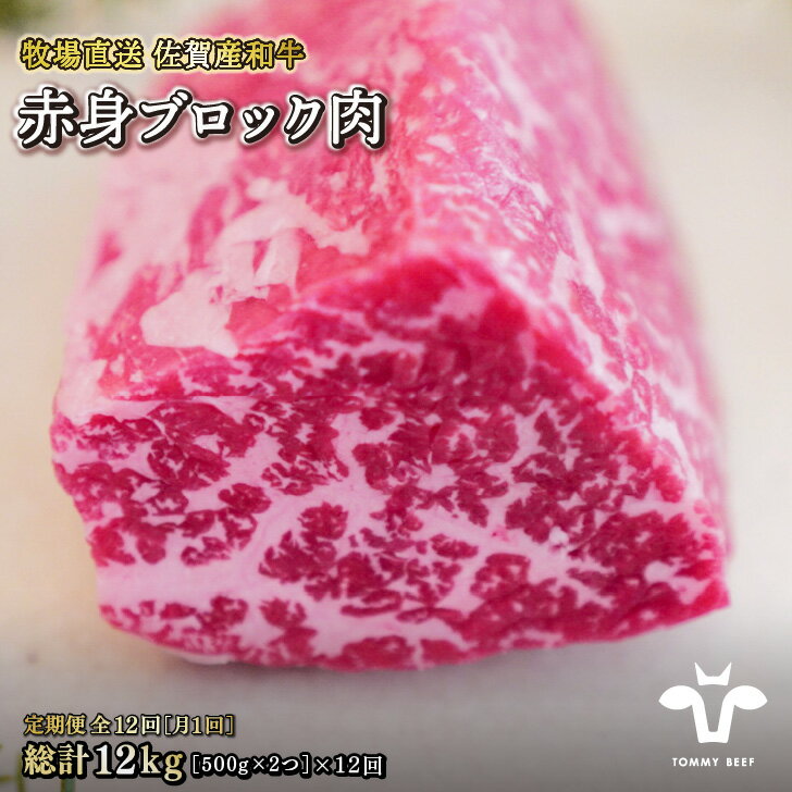 【ふるさと納税】【定期便12回】【牧場直送】佐賀産黒毛和牛 赤身ブロック肉1000g：C286-003のサムネイル