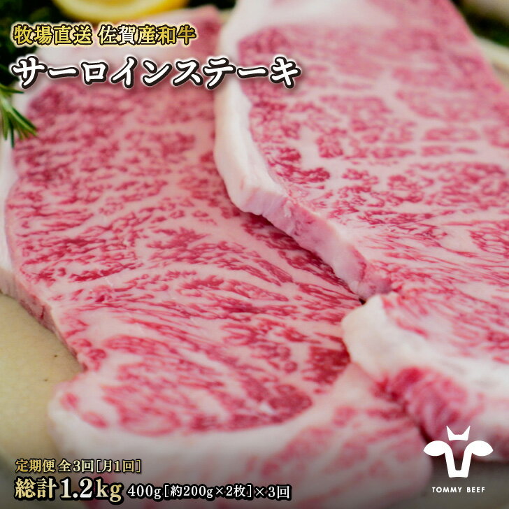 【ふるさと納税】【定期便3回】【牧場直送】佐賀産黒毛和牛サーロインステーキ 200g×2枚:B580-007