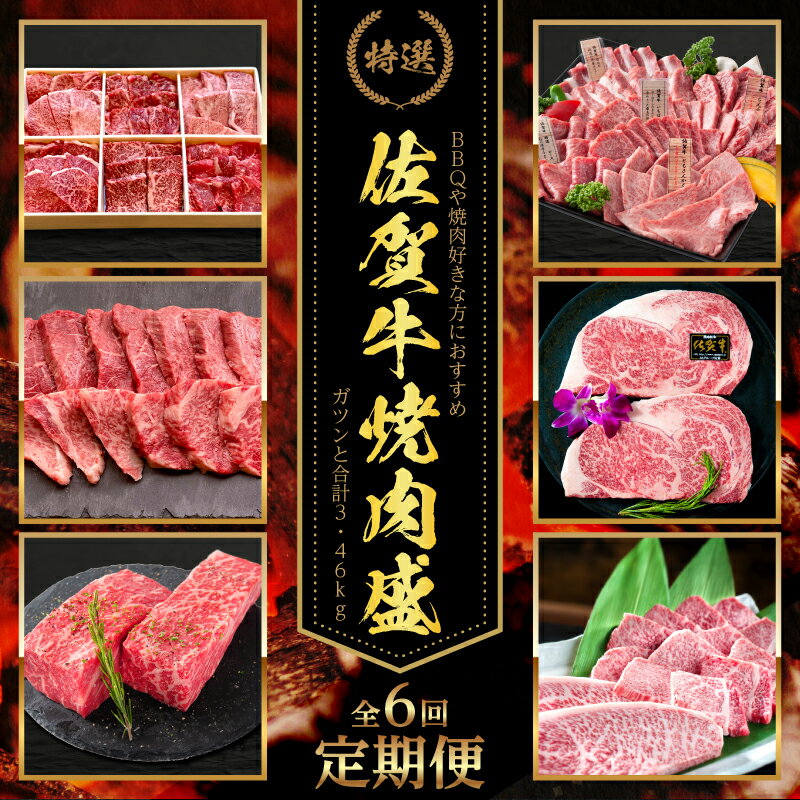 【ふるさと納税】「定期便全6回」 佐賀牛 BBQや焼肉好きな方におすすめ 寄附翌月から発送 (合計3.46kg)A5～A4等級 ギフト 贈り物 アウトドア 「2024年 令和6年」