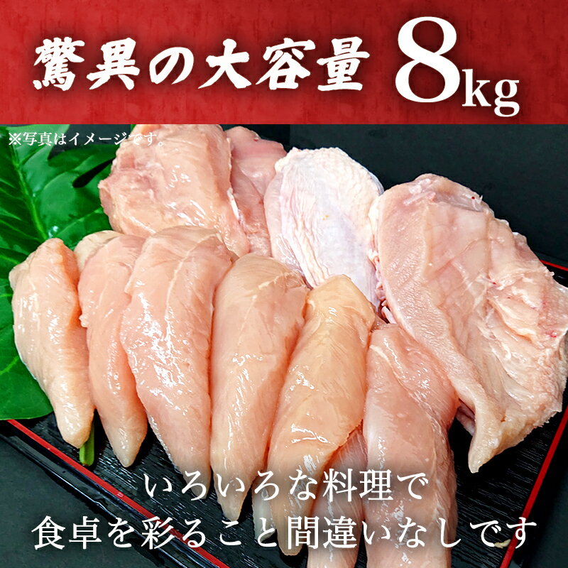 【ふるさと納税】唐津市産 若鳥むね肉ささみ合計8kgセット 鶏肉 唐揚げ 親子丼 お弁当 「2024年 令和6年」