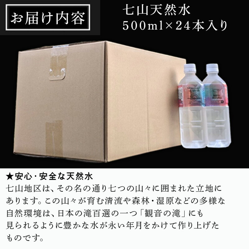 【ふるさと納税】七山天然水 500ml (1箱 24本入)きこり七山withゆみさんちのすっきりビビットウォーター 飲料水 ミネラル 飲み物 キャンプ アウトドア「2024年 令和6年」