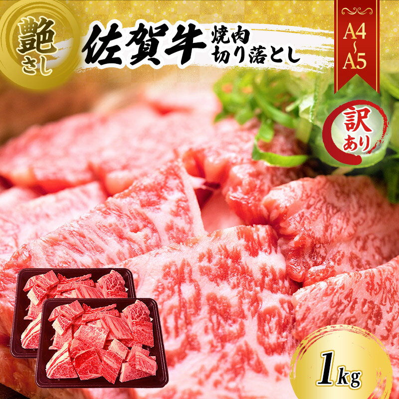 【ふるさと納税】訳あり！ 佐賀牛 艶さし！【A4～A5】佐賀牛焼肉 切り落とし (肩ロース・バラ） 1kg（500g×2p） 肉 お肉 牛肉 和牛 牛 ※配送不可：離島　【鳥栖市】