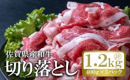 和牛 切り落とし 計約1.2kg (400g×3p) 佐賀県産 牛肉 肉 ※配送不可:離島　【鳥栖市】