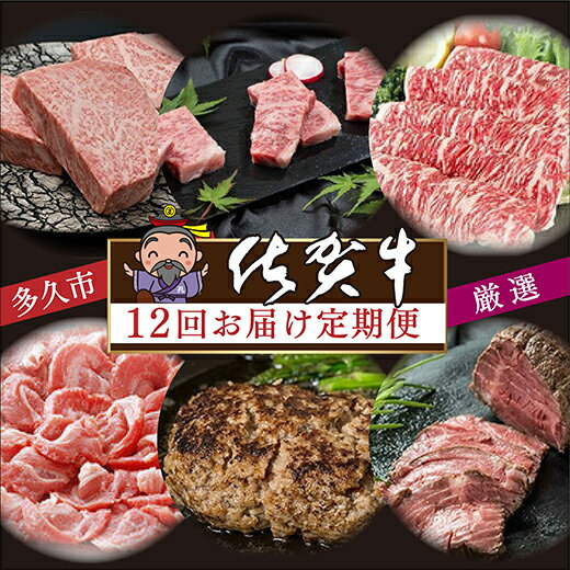 20位! 口コミ数「0件」評価「0」【 肉の 定期便 毎月 】 厳選 佐賀牛 を 毎月 12回 お届け 食べ比べ サーロイン ハンバーグ ヒレ ステーキ カルビ 焼肉 肩ロース･･･ 